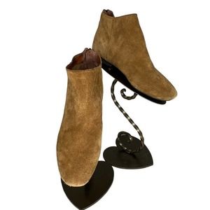 Lucky Brand Women’s “Gaines” Tan Suede Ankle Boots Booties with Heel Zipper 9M